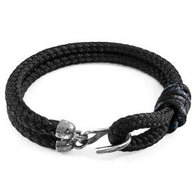 BRACELET GREAT YARMOUTH ARGENT ET CORDE NOIRE