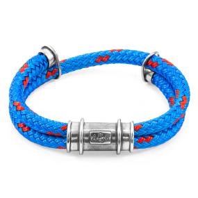 BRACELET LARNE ARGENT ET CORDE BLEUE