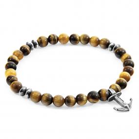 BRACELET STARBOARD ARGENT ET PIERRE D'OEIL DE TIGRE MARRON