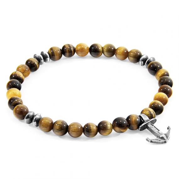 BRACELET STARBOARD ARGENT ET PIERRE D'OEIL DE TIGRE MARRON