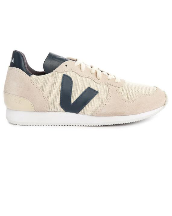 Holiday Suede et Mesh Ecru et Cuir Bleu