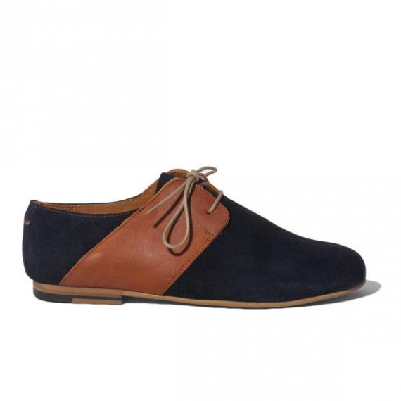 MARCEL Daim bleu et cuir cognac