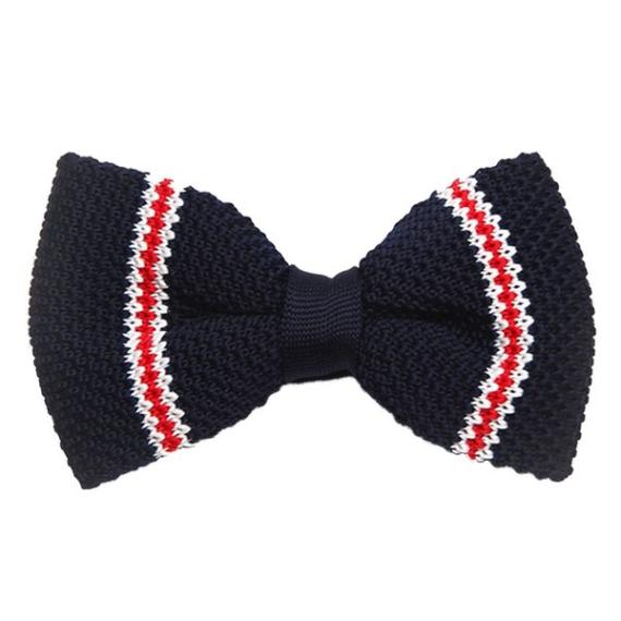 Noeud Papillon tricot bleu et rouge