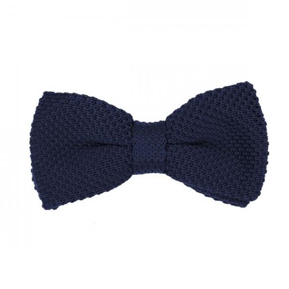 Noeud papillon tricot bleu marine
