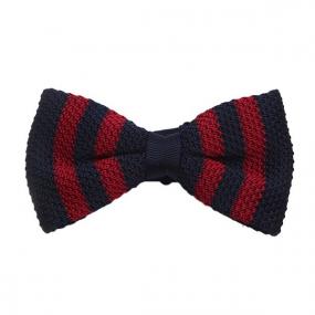 Noeud Papillon tricot rayures rouge et bleu