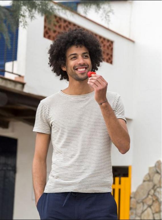 TEE-SHIRT MARINIÈRE EN COTON ET LIN - BONNEGUEULE