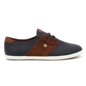 Tennis Cypress En Cuir Marine Et Suede Terracotta